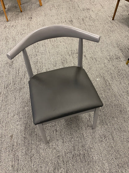 Grey Solid Wood/PU Cushion Horn Chair