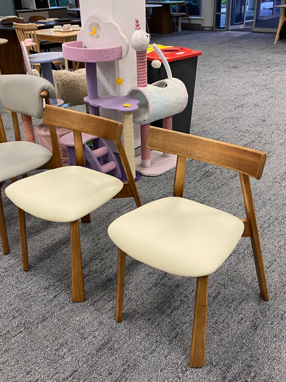 Beige EP/Microfiber Leather Cushion/Solid Wood/Dining Chair