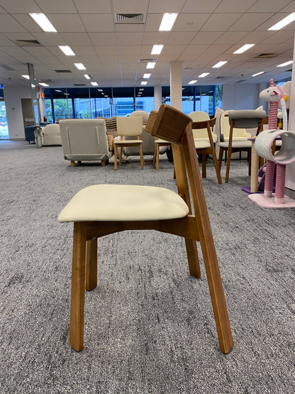 Beige EP/Microfiber Leather Cushion/Solid Wood/Dining Chair