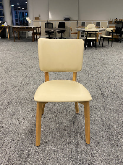 Pre Sale Light Wood Beige PU Cushion Apple Chair