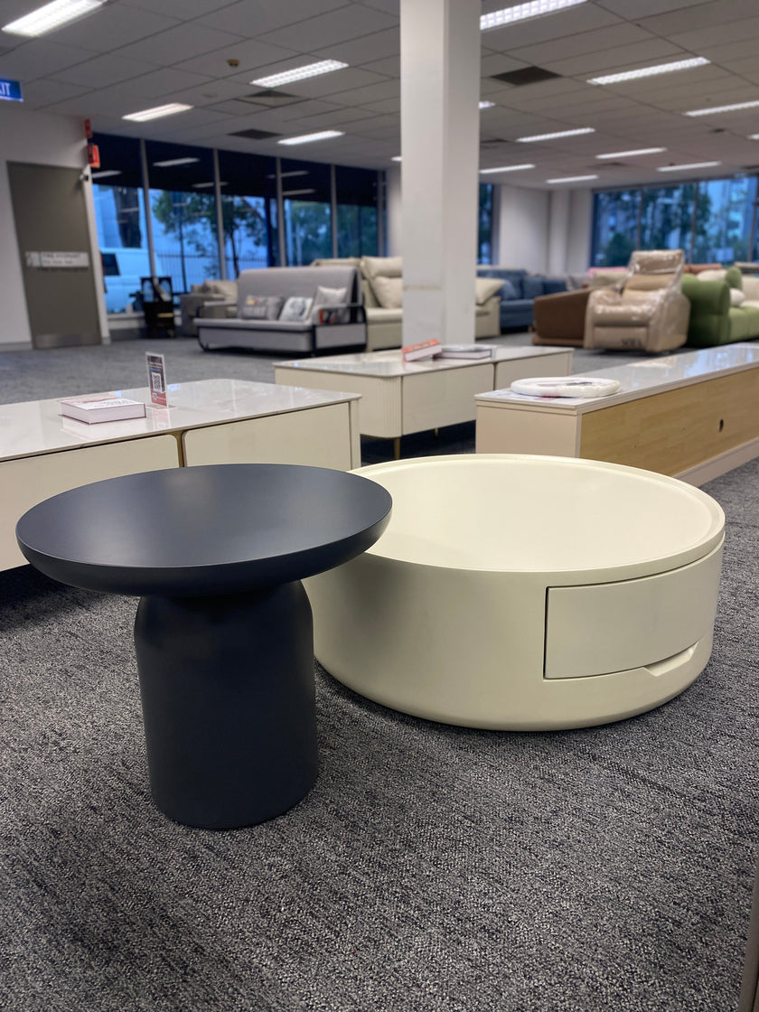 White/Black Solid Wood Rock Panel Coffee Table