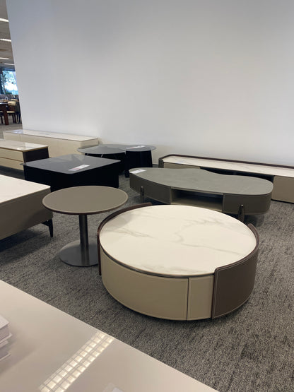 White Gray/Color Combination/Saddle Leather/Snow Mountain/Coffee Table