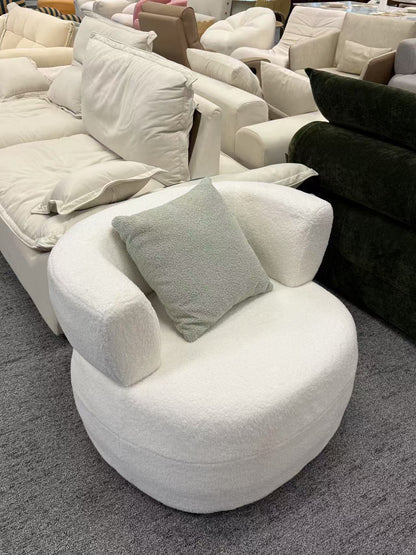 Round Upholstered Lounge Chair - Lamb Fleece