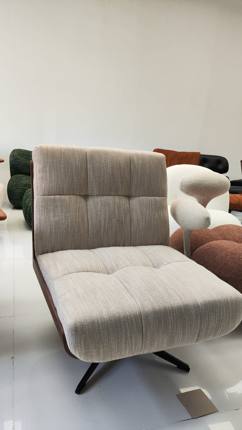 Beige Linen Daiki Armless Lounge Chair