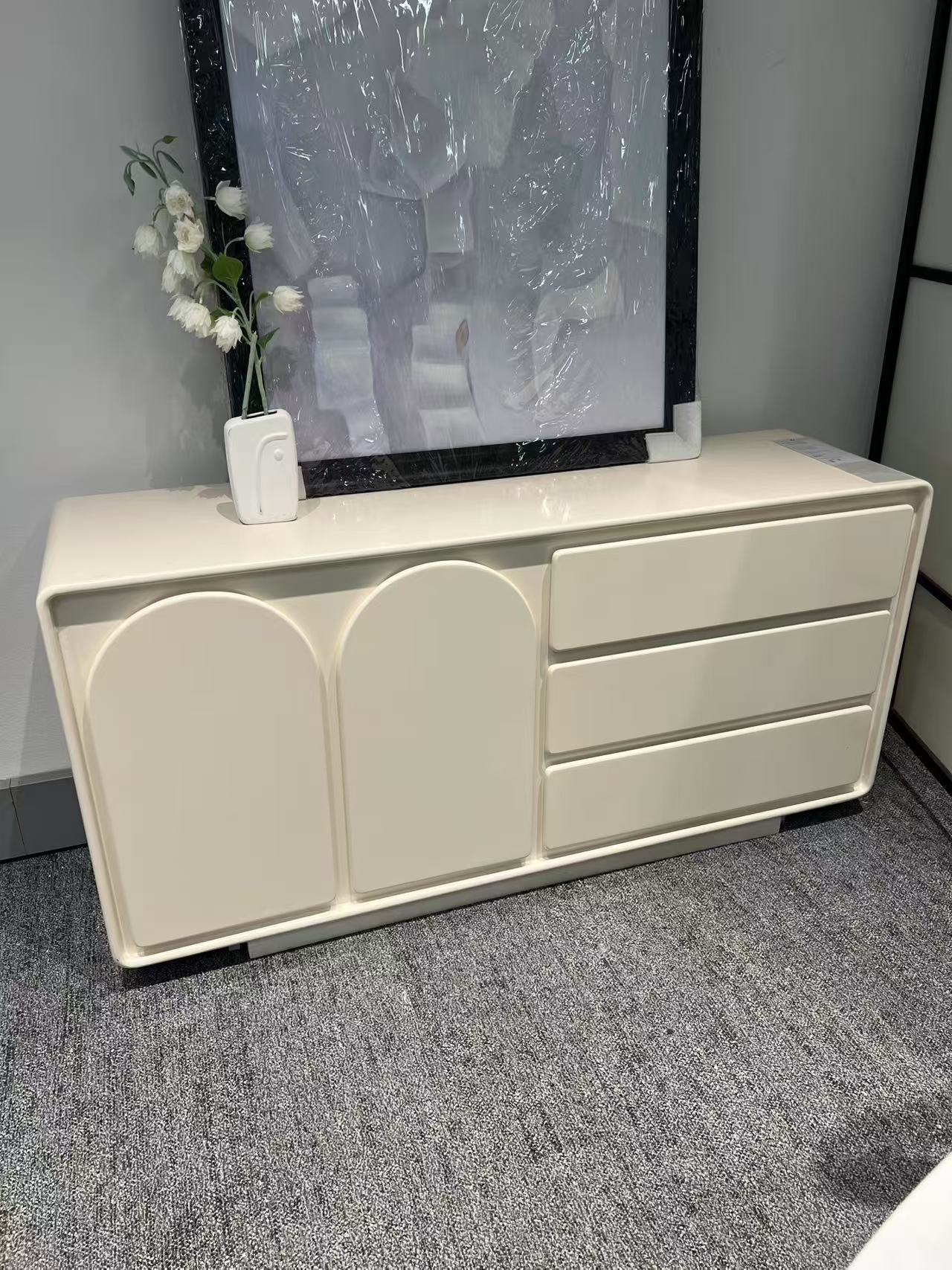 White Matte Solid Wood Sideboard
