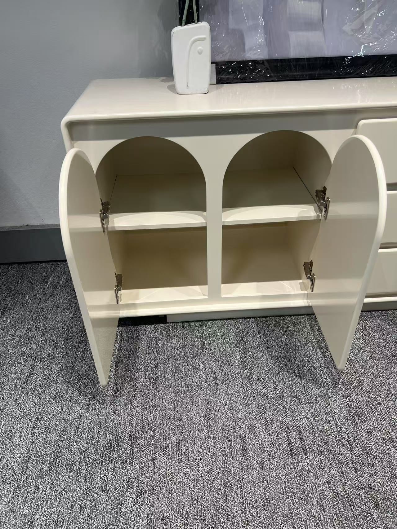 White Matte Solid Wood Sideboard
