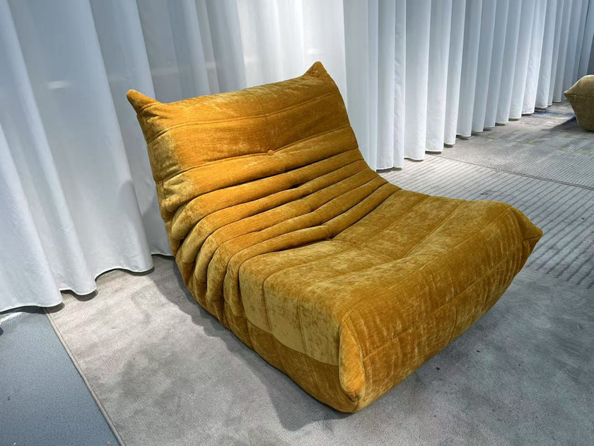 Linen-Cotton Compressed Chenille Lounge Chair with Ottoman