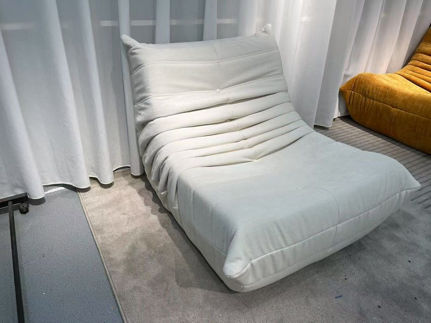 Linen-Cotton Compressed Chenille Lounge Chair with Ottoman