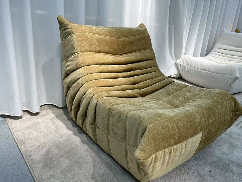 Linen-Cotton Compressed Chenille Lounge Chair with Ottoman