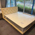 Off-White Genuine Leather Upholstered Bed with Diamond Tufting