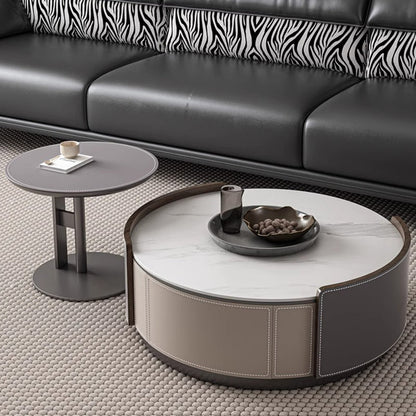 White Gray/Color Combination/Saddle Leather/Snow Mountain/Coffee Table