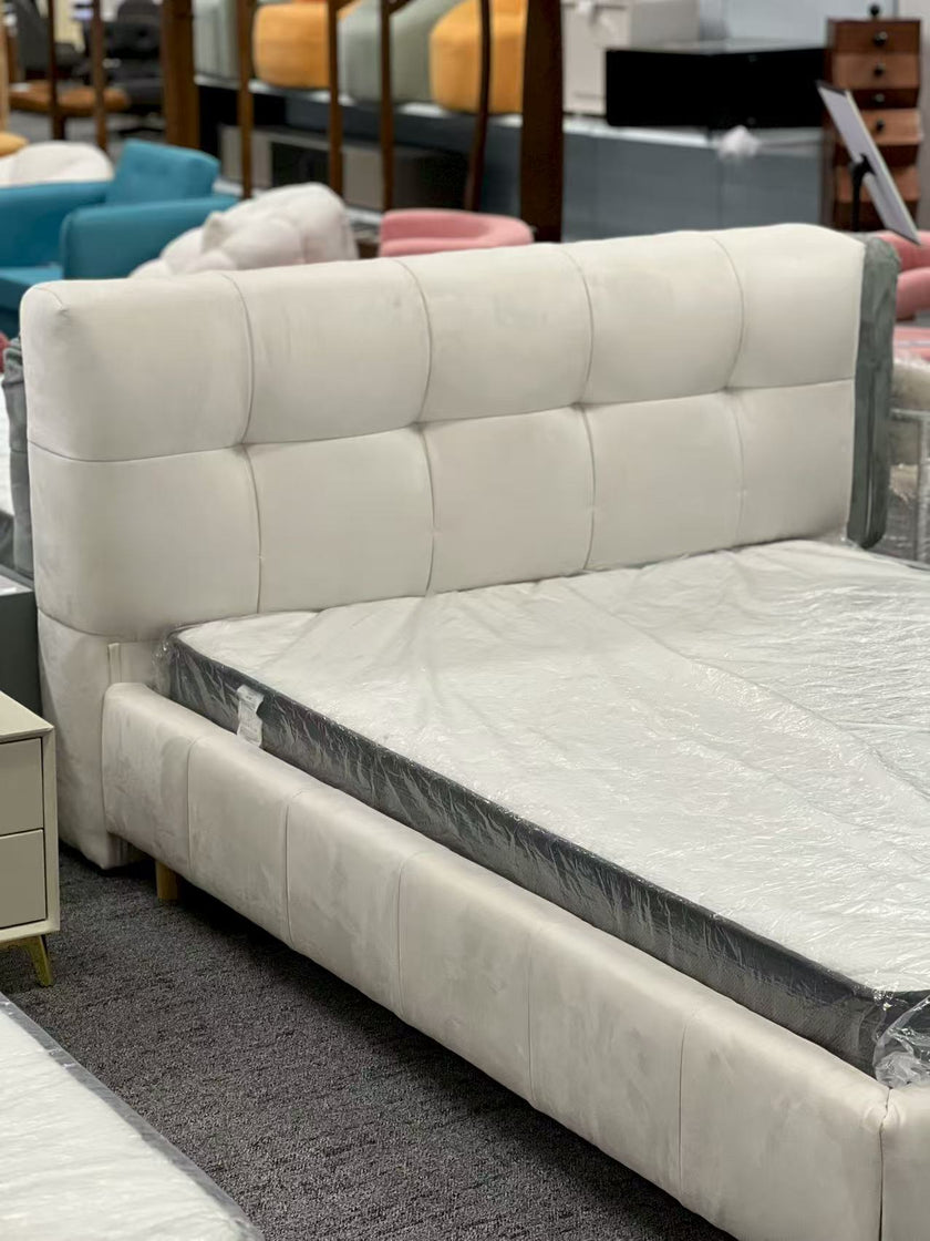 Off White/Solid Wood/Bed/4-Grid/153/183