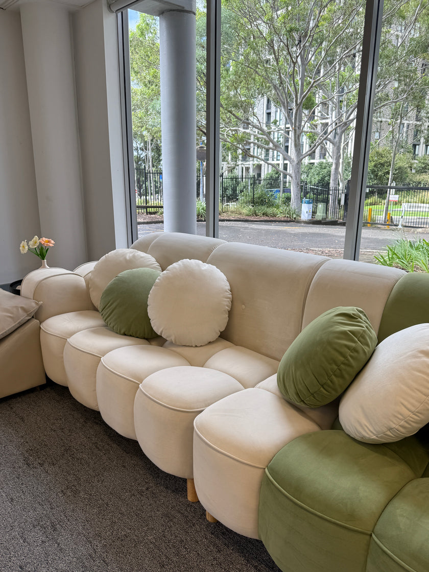 Baby Plush Sofa/White Green/Color Matching/Lace Design/290