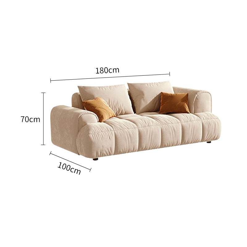 Modular Straight Sofa with Arms in Milk Velvet Fabric
