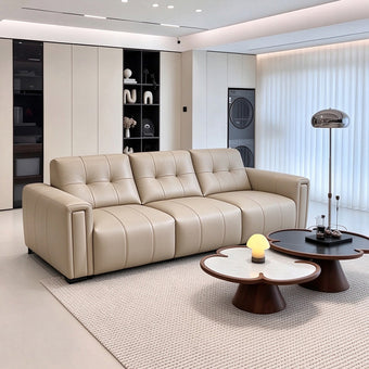 Eco-Leather 3-Seater Electric Extendable Sofa Light Khaki