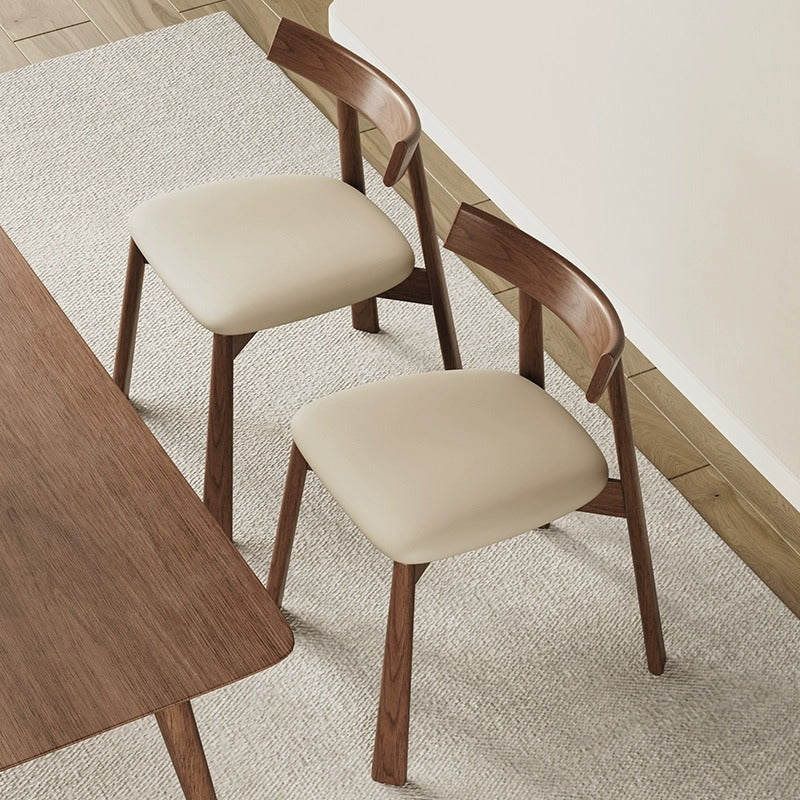 Beige EP/Microfiber Leather Cushion/Solid Wood/Dining Chair