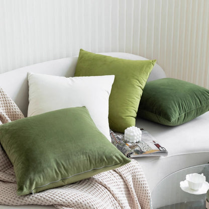 Green/White/Infant Velvet/Square Cushion