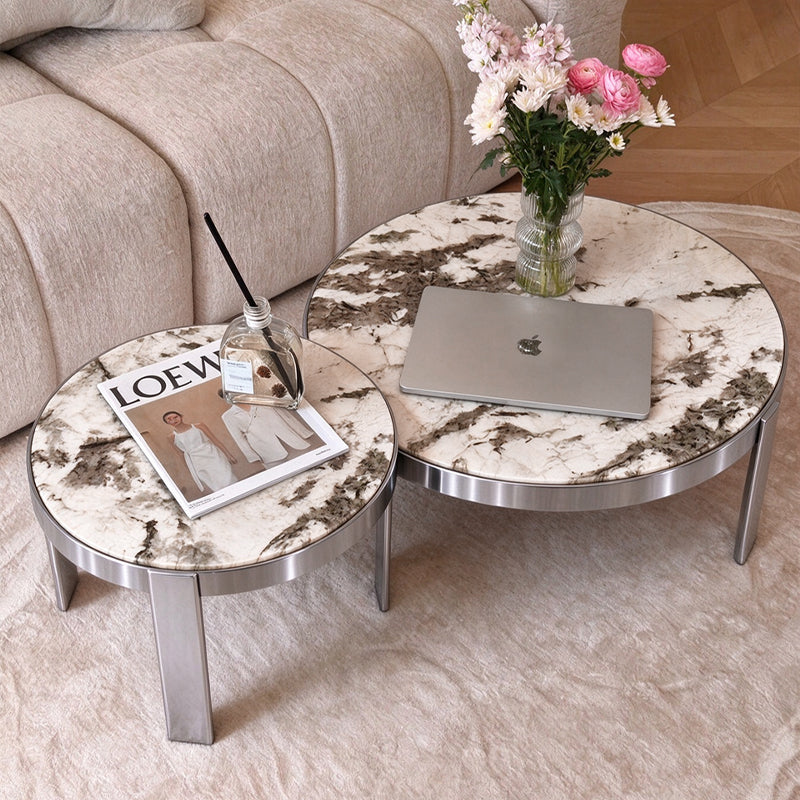 Pre Sale Luxury 'Snow Mountain Blue' Luxe Stone Nesting Coffee Table Set