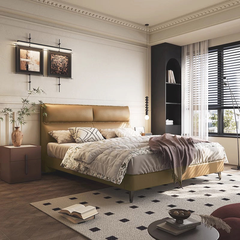 Pre Sale Leather/Brown/Soft-Covered/Solid Wood/Soft Bed/153/183