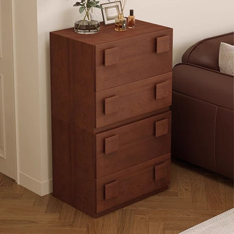 Antique-colored Solid Wood Carmen Nightstand Storage Cabinet In Vintage Style