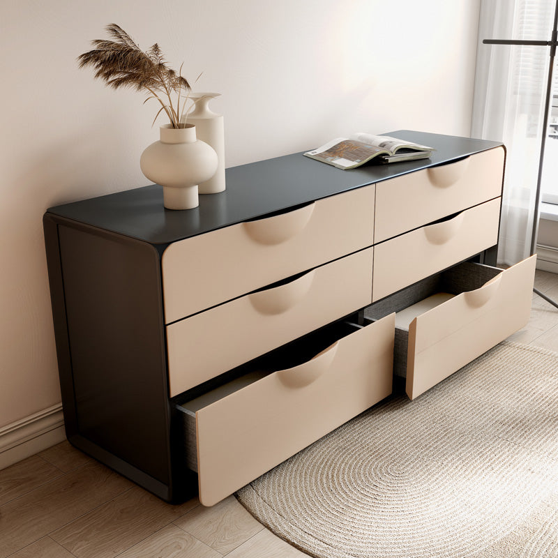 Pre Sale Six-Drawer Sideboard with Black Top & Off-White Base