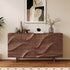 Pre Sale Walnut-Finish Solid Wood Sideboard with Water Ripple Texture