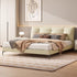 Genuine Leather/Cream White/Soft-Covered/Solid Wood Bed/153/183