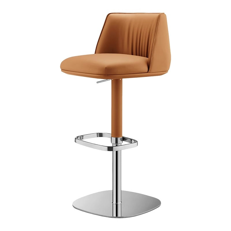 Adjustable Swivel Bar Stool in Aldous Style Orange/Coffee/Cream brown