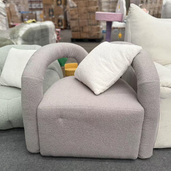Soft Curved Lounge Chair - Lamb Plush Fabric