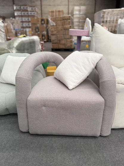 Soft Curved Lounge Chair - Lamb Plush Fabric