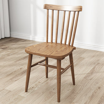 Walnut-Stained Ash Wood High-Back Chair