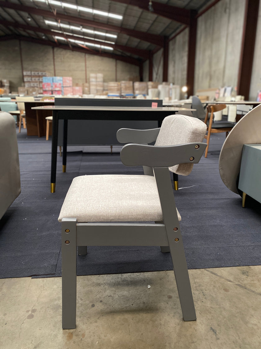 Grey/Solid Wood/Velvet Cushion/Cow Horn Chair