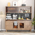 Modern kitchen setup with wooden cabinets, appliances, and decor.