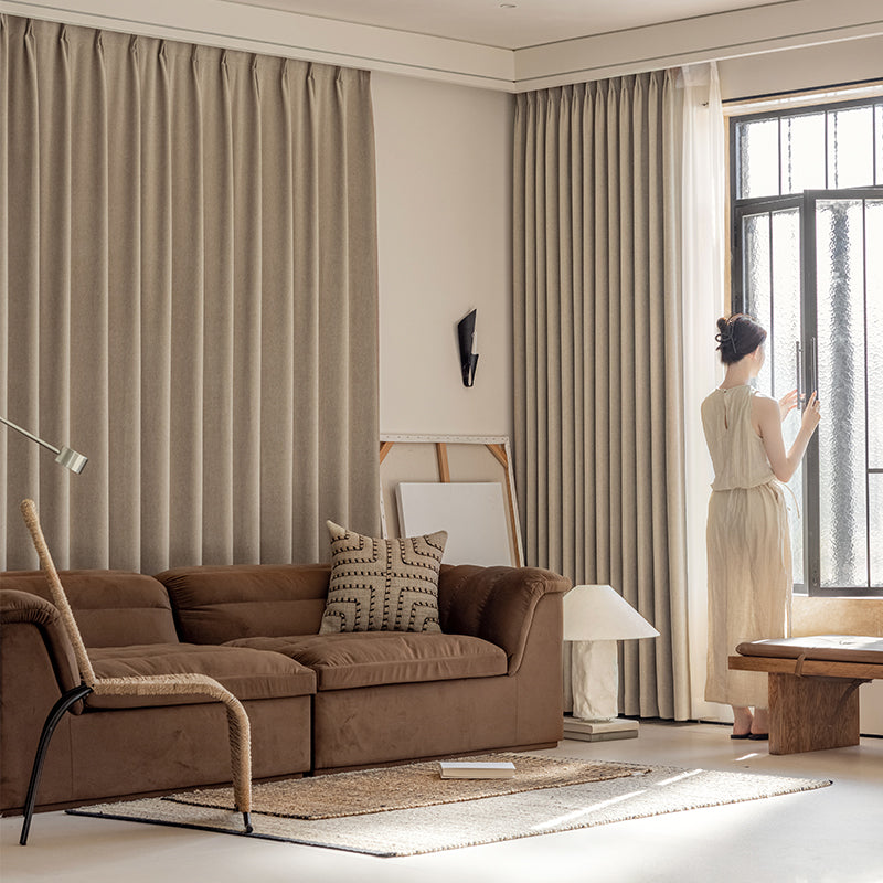 Chenille Jacquard Curtains in Cotton-Linen Blend