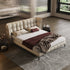 Beige Genuine Leather Muscle Bed