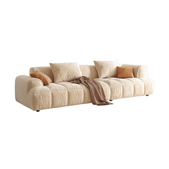 Modular Straight Sofa with Arms in Milk Velvet Fabric