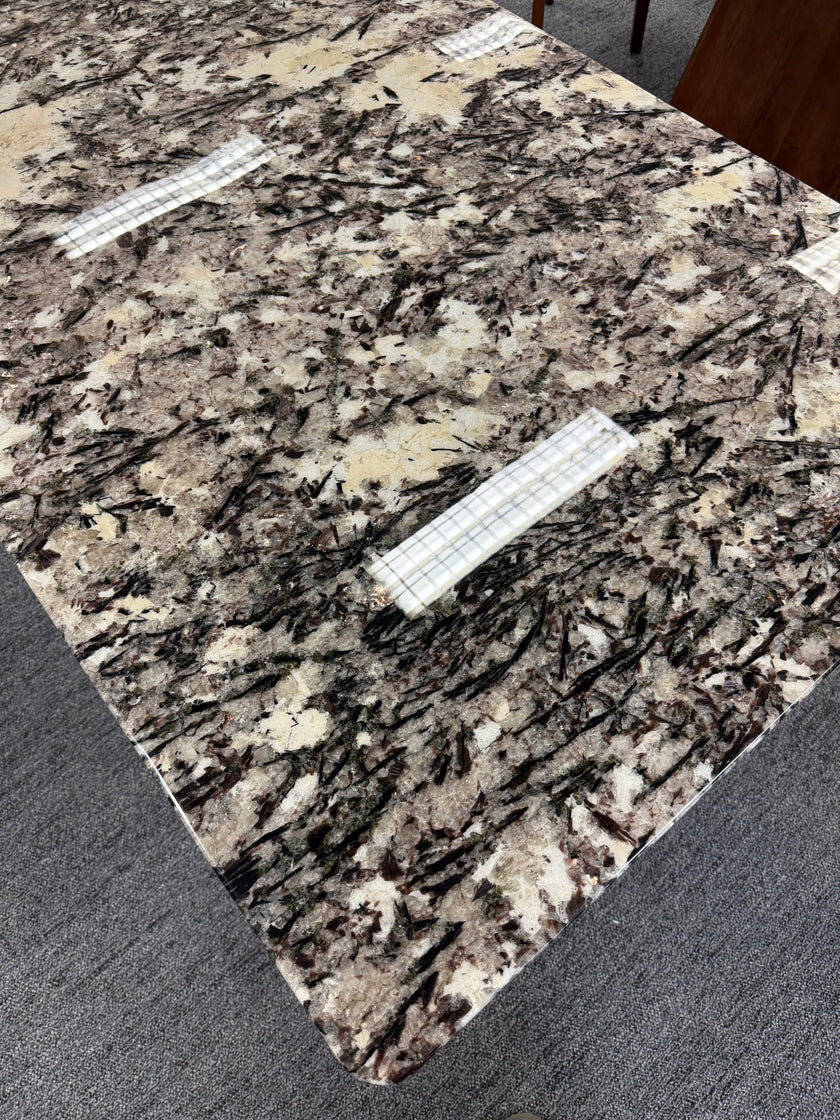 Snow Mountain Luxury Stone Color-Blocked Triangular Leg Dining Table/160/180