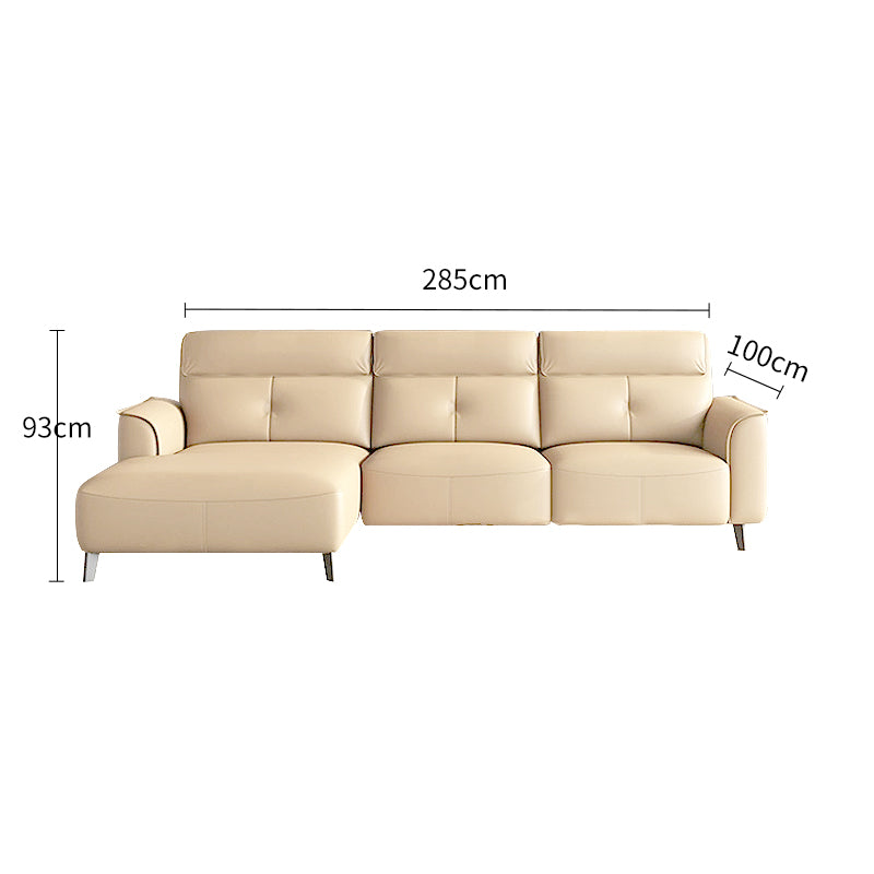 2-3Seater Eco-Leather Chaise Sofa Khaki/Light brown