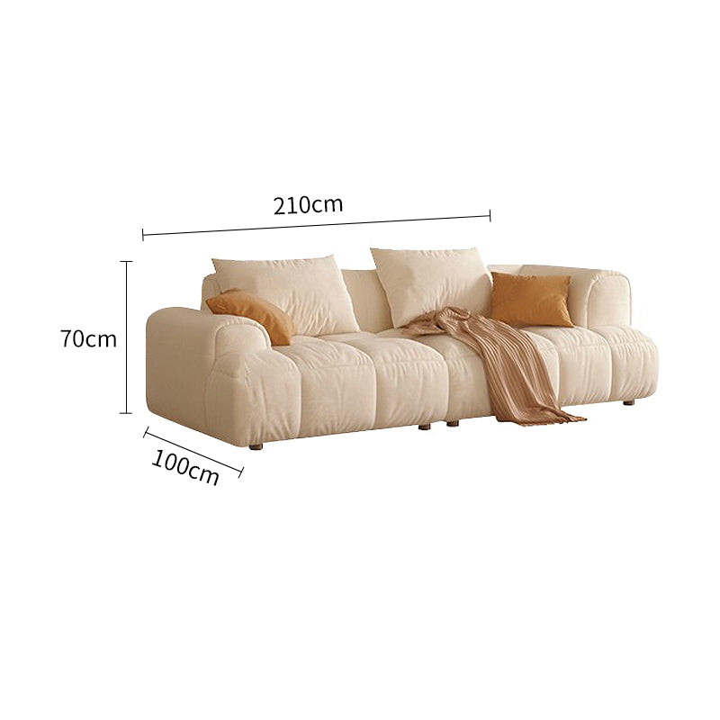 Modular Straight Sofa with Arms in Milk Velvet Fabric