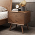 Walnut-Stained Ash Wood Nightstand with Drawer