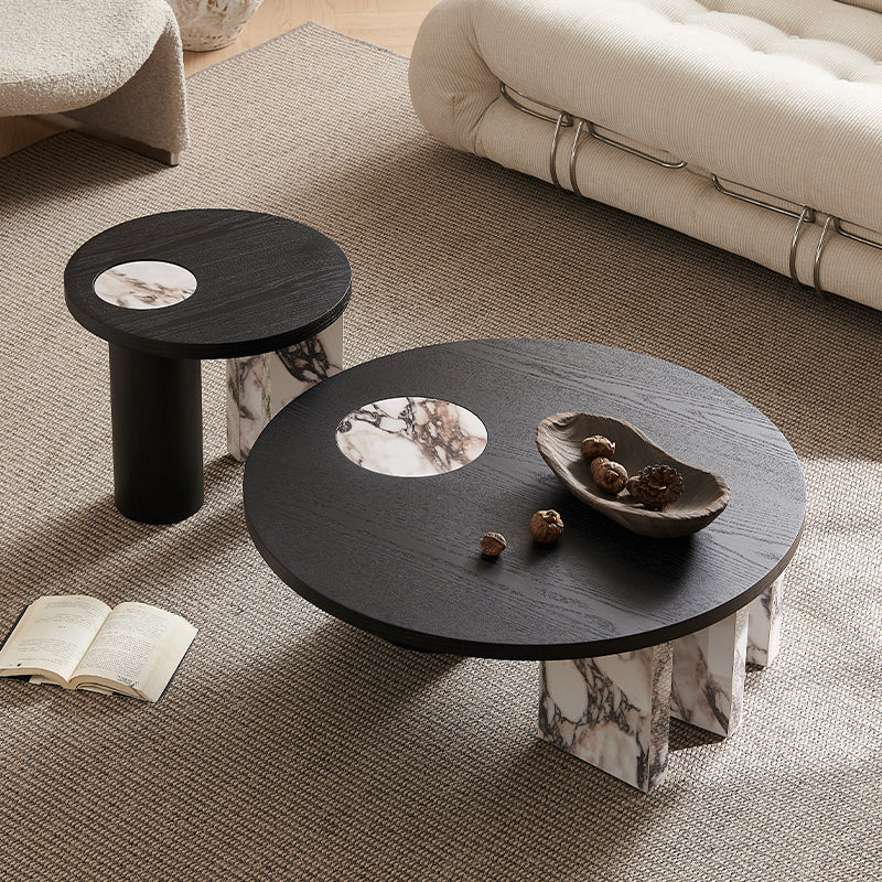 Pre Sale Black Solid Wood Nesting Coffee Tables