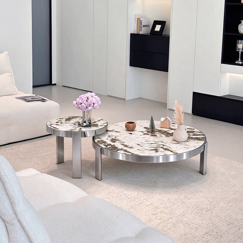 Pre Sale Luxury 'Snow Mountain Blue' Luxe Stone Nesting Coffee Table Set