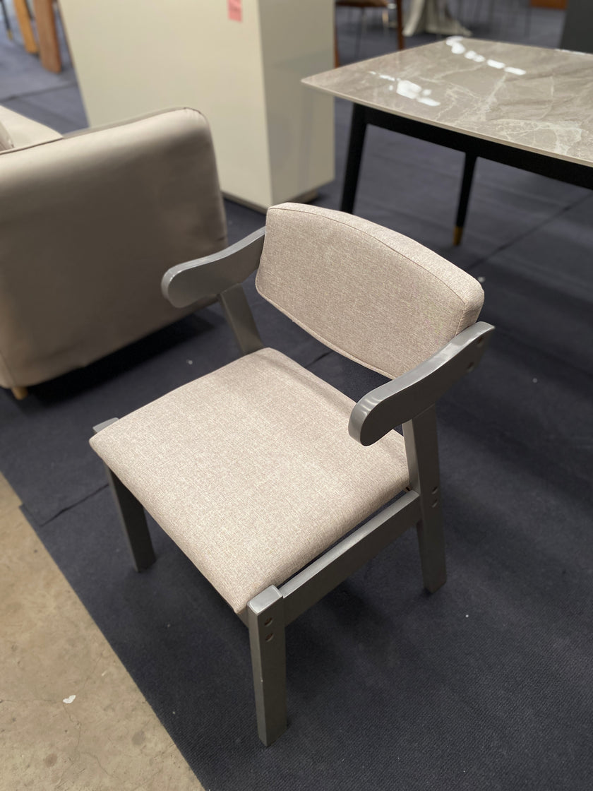 Grey/Solid Wood/Velvet Cushion/Cow Horn Chair