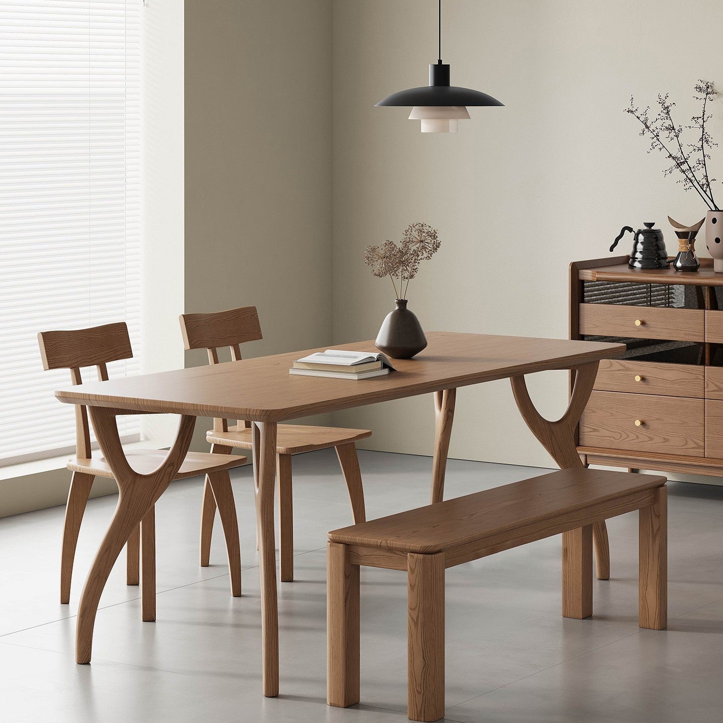 Walnut-stained Dining Table/ Ash Wood /160/180