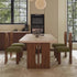 Pre Sale Rectangular Travertine Dining Table with Solid Wood Legs