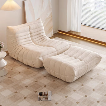 Linen-Cotton Compressed Chenille Lounge Chair with Ottoman