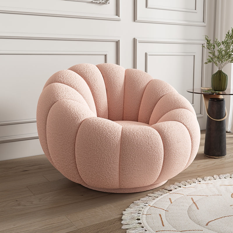 White Casual Pumpkin Lounge Chair - Lamb Fleece
