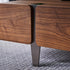Pre Sale Walnut Grain Coffee Table with Brushed Black Titanium Accents