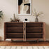 Pre Sale Walnut-Finish Solid Wood Sideboard with Water Ripple Texture