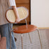 Tan Woven Back Upholstered Dining Chair with Metal Legs